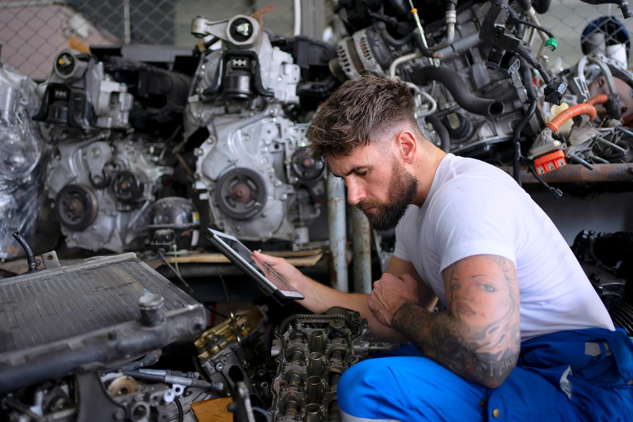 Technician performing repair work