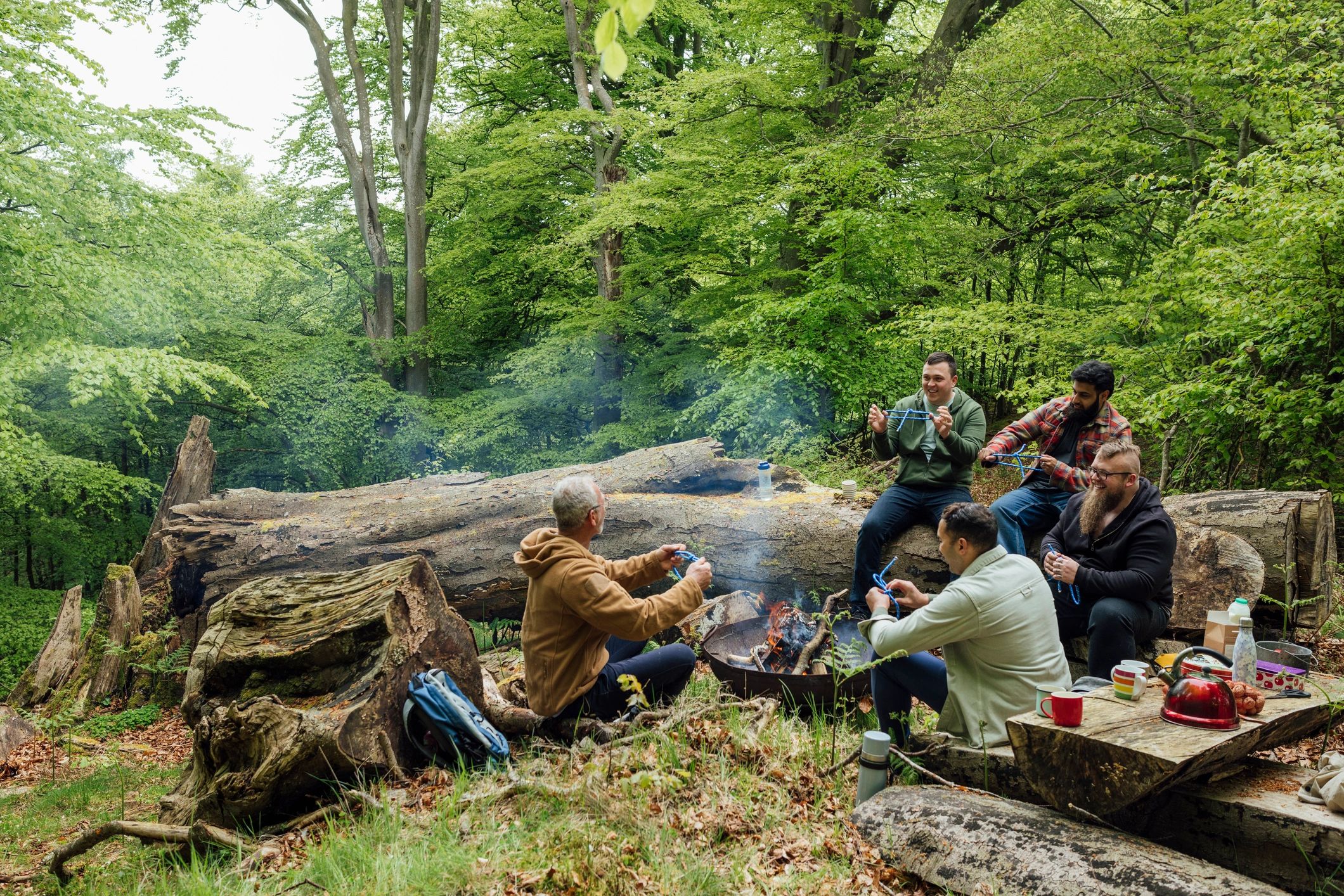 Outdoor travel lifestyle scene representing satisfied RV customers