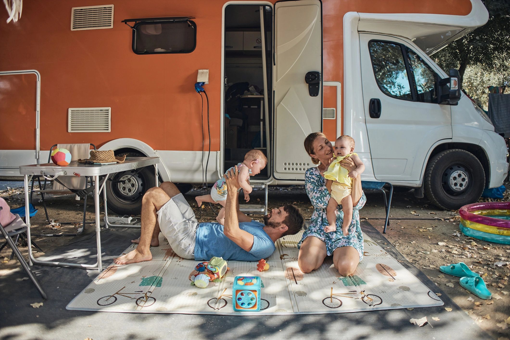 RV family enjoying time outdoors