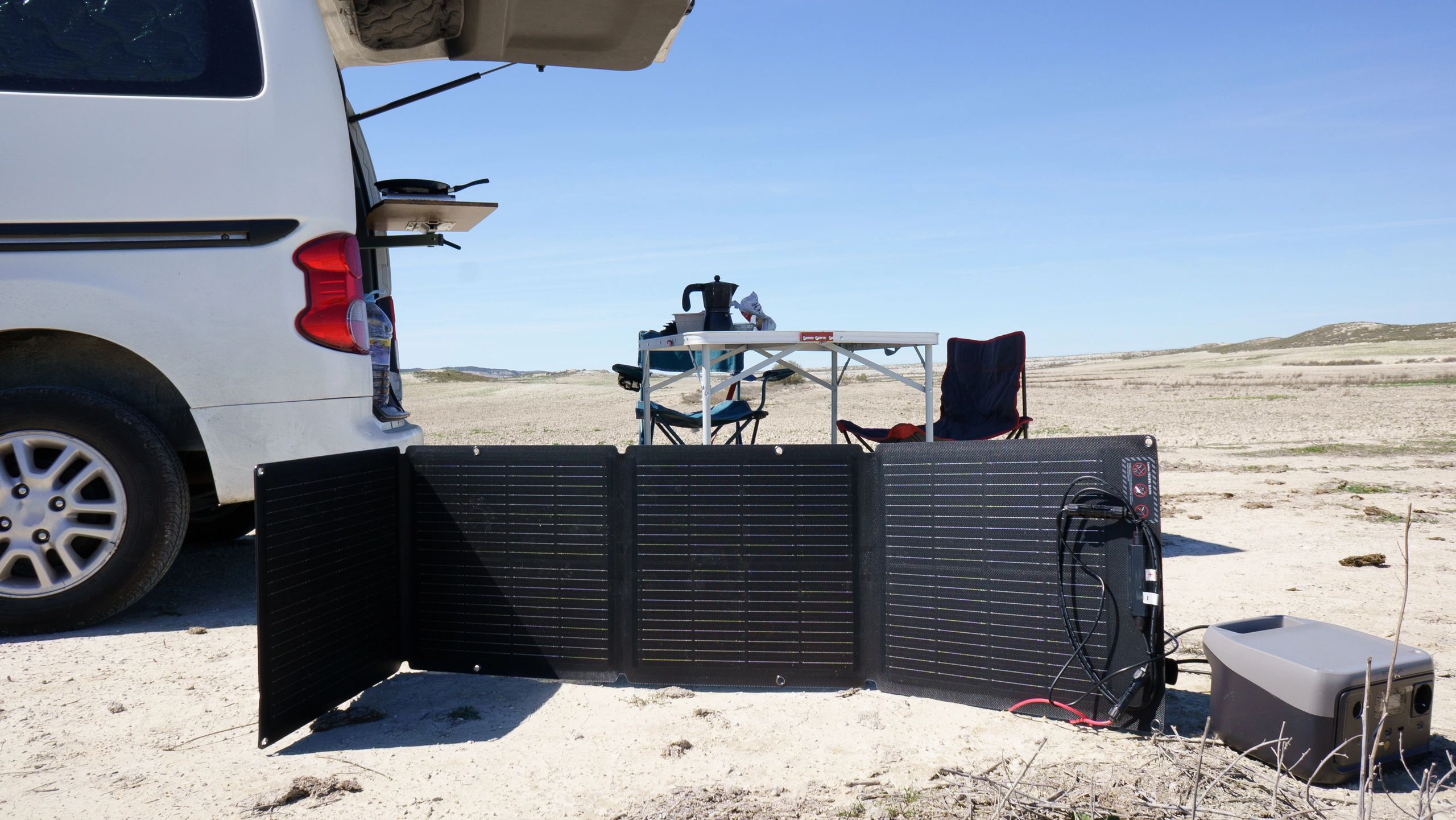 Portable solar panels supporting off-grid RV travel